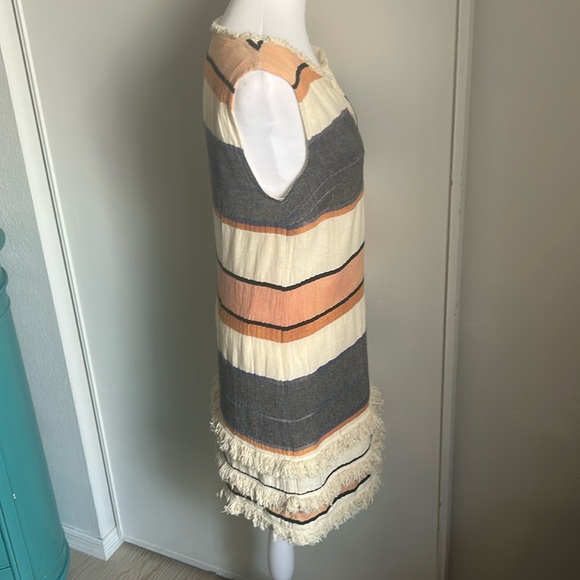 Anthropologie Holding Horses Sleeveless Boho Fringe Striped Shift Dress - Picture 6 of 14